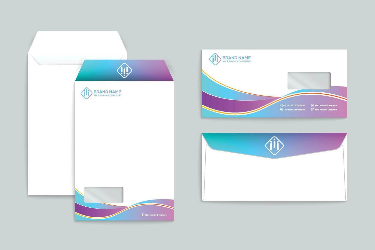 Gradient  color  envelope template vector