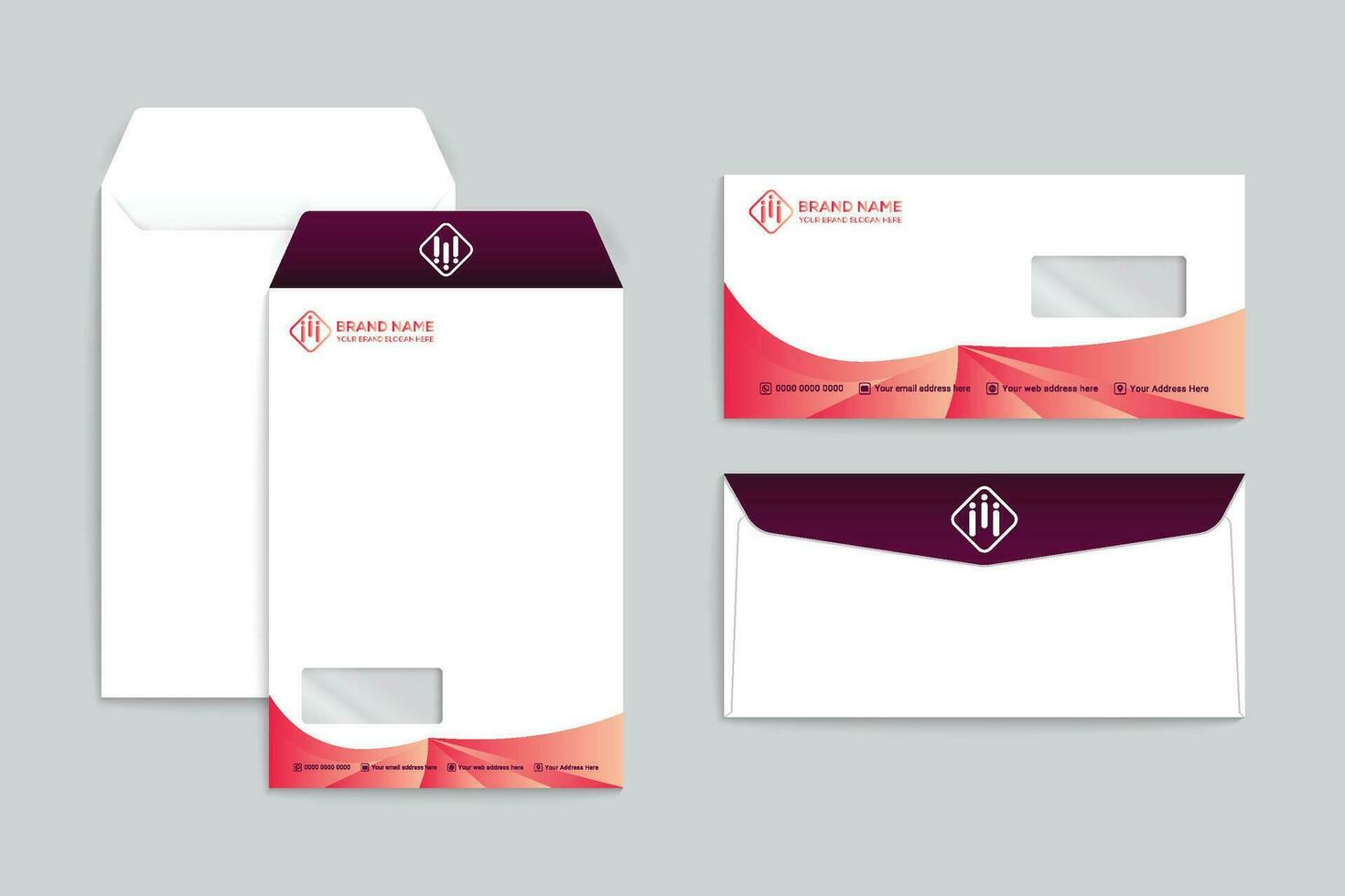 Gradient  color  envelope template vector
