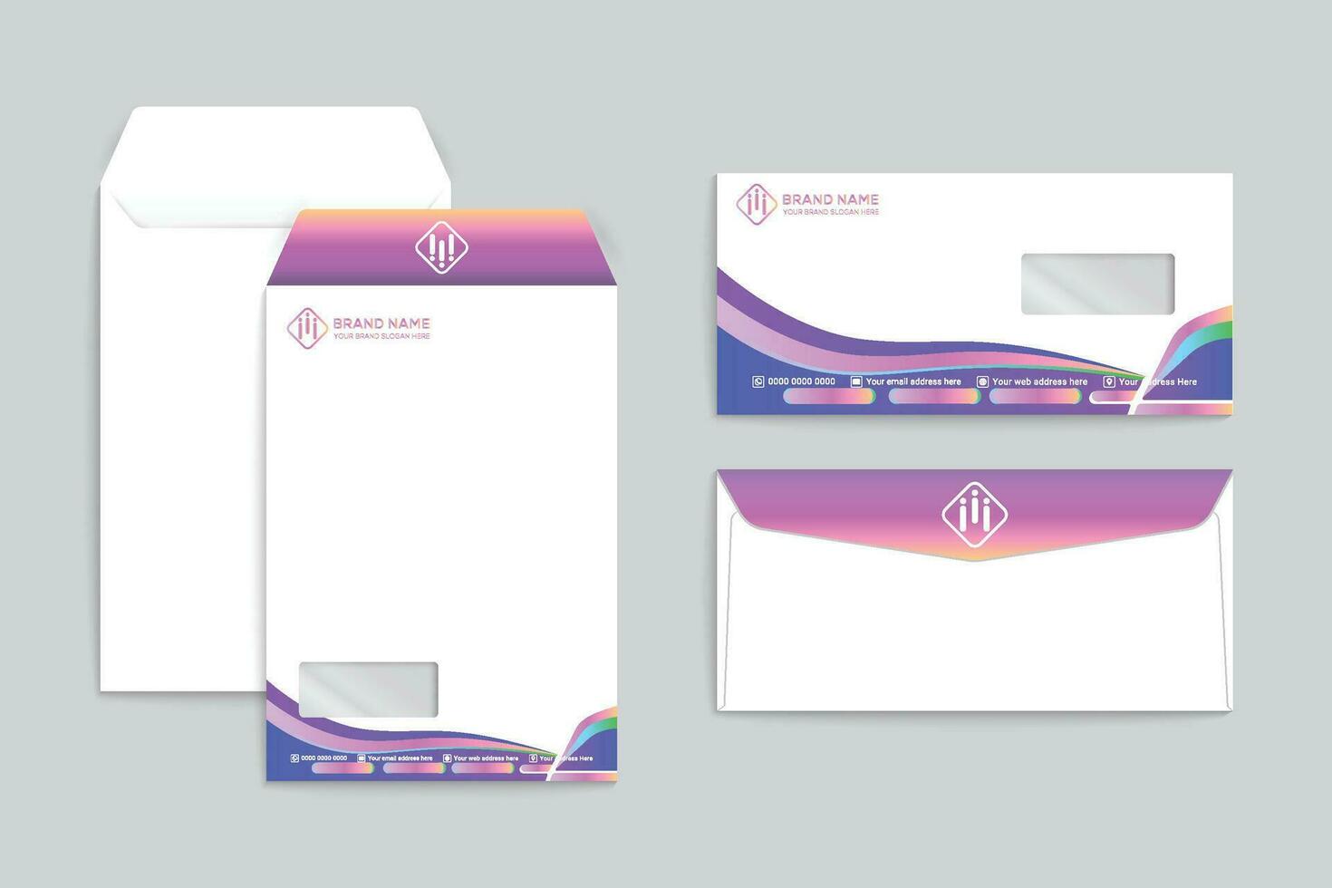 Gradient  color  envelope template vector