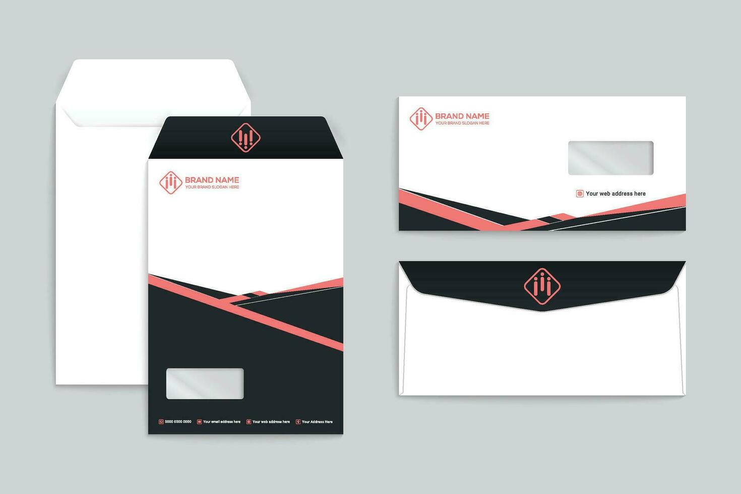 orange  and black color envelope design vector