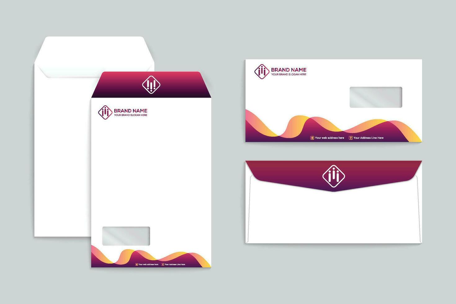 Gradient  color  envelope template vector