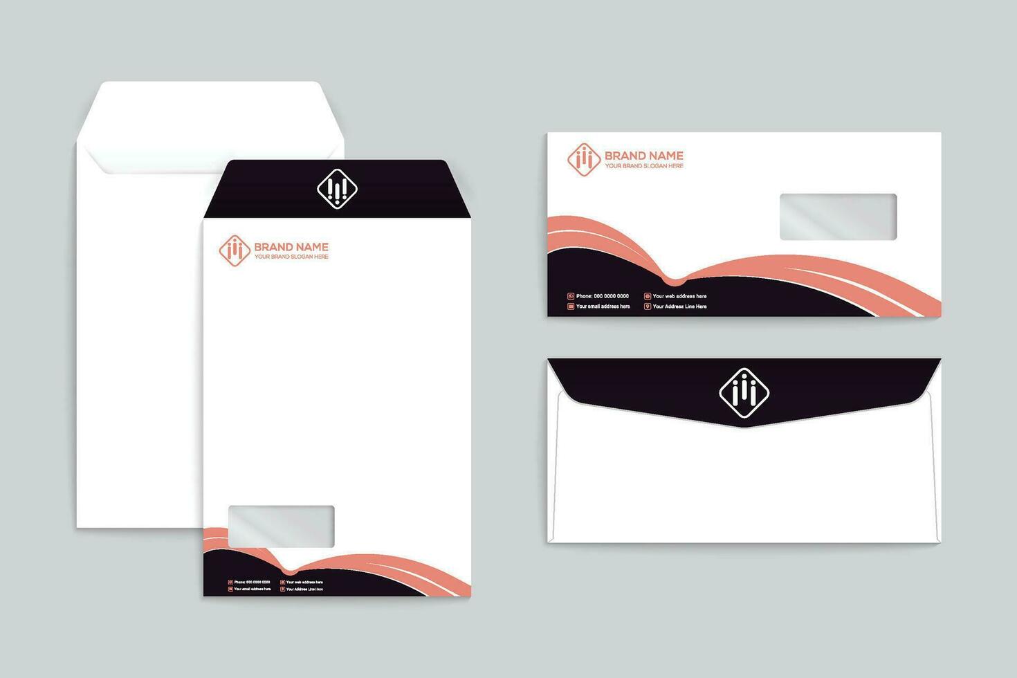 Black shape envelope design vector