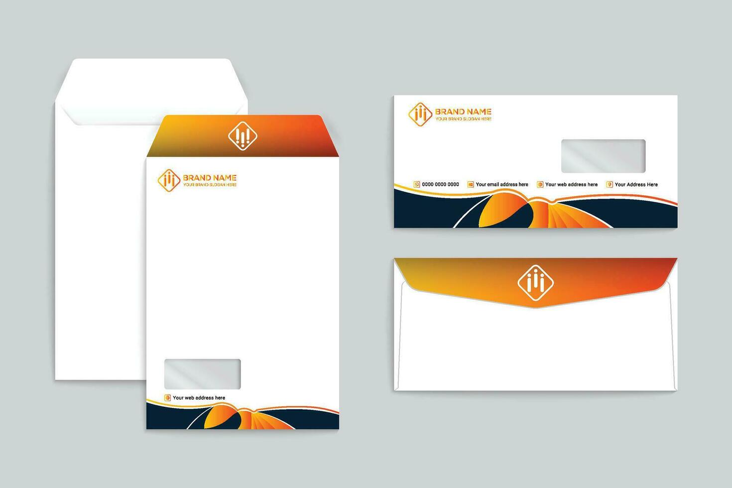 Orange shape envelope design vector