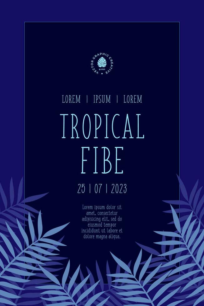 Poster Hand Drawn Tropical Leaves Abstract Doodle Background Design vector