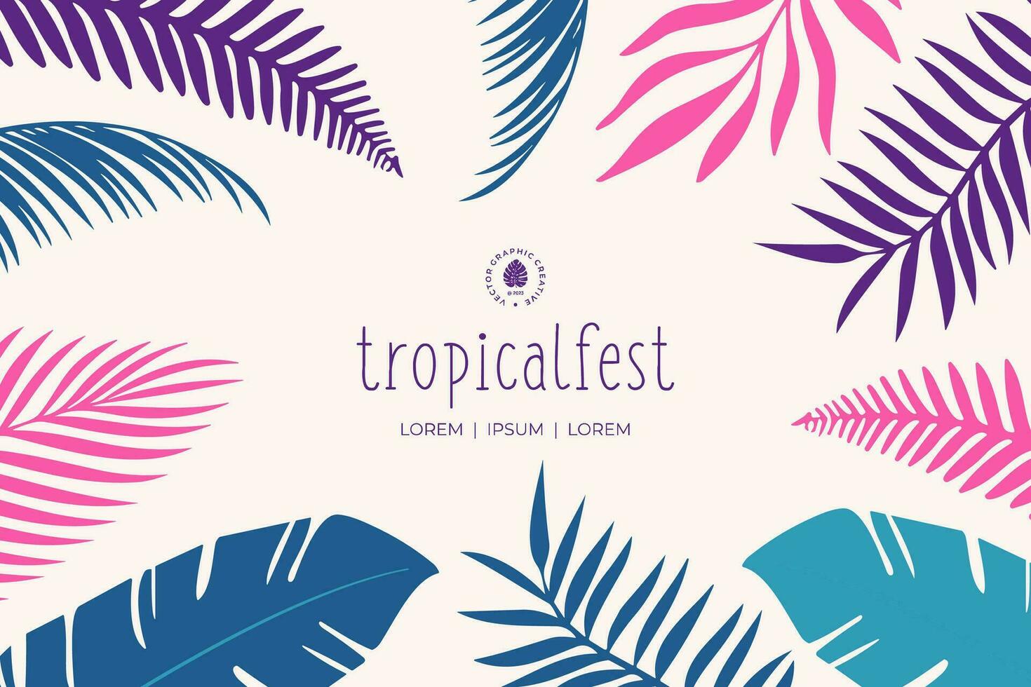 Poster Hand Drawn Tropical Boho Leaves Abstract Doodle Background Design vector