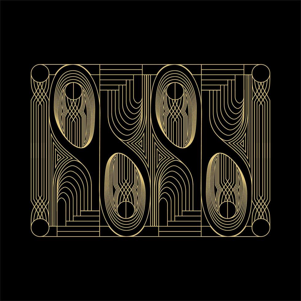 Art Deco Pattern Geometric Line Black Gold vector