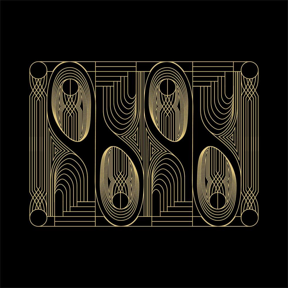 Art Deco Pattern Geometric Line Black Gold vector