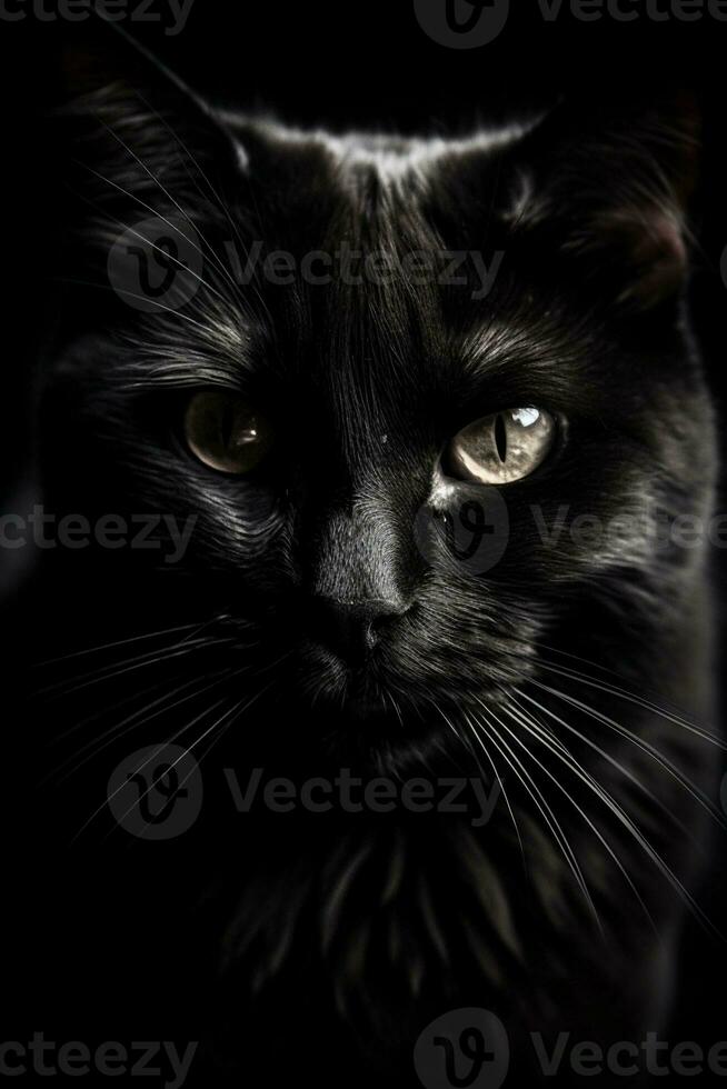 negro gato retrato creado utilizando generativo ai foto