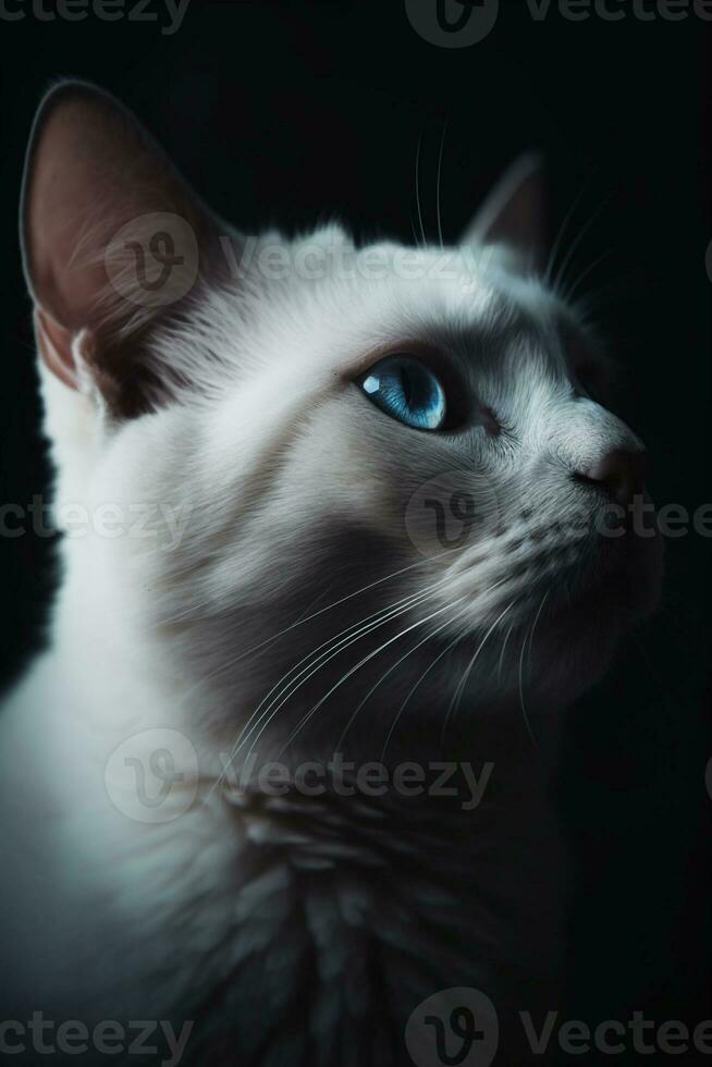 portrait of a white cat created using Generative AI photo