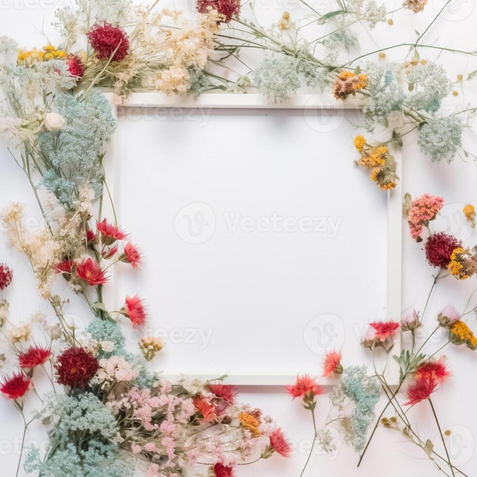 framework for photo with flowers created using