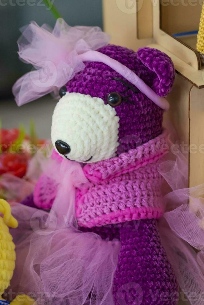 Knitted toys. Crocheted cute little animals. handmade toy, Plush Stuffed toys, photo