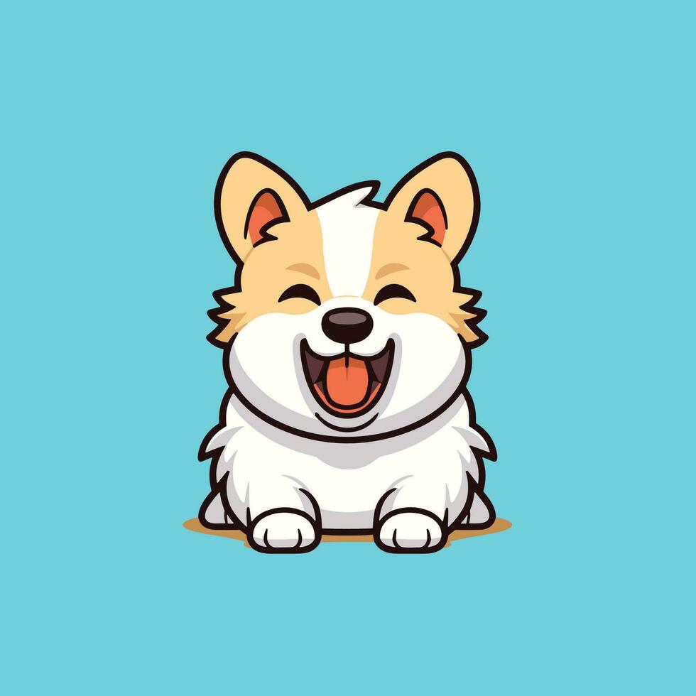 Vector illustration of Cute dog cartoon laughing