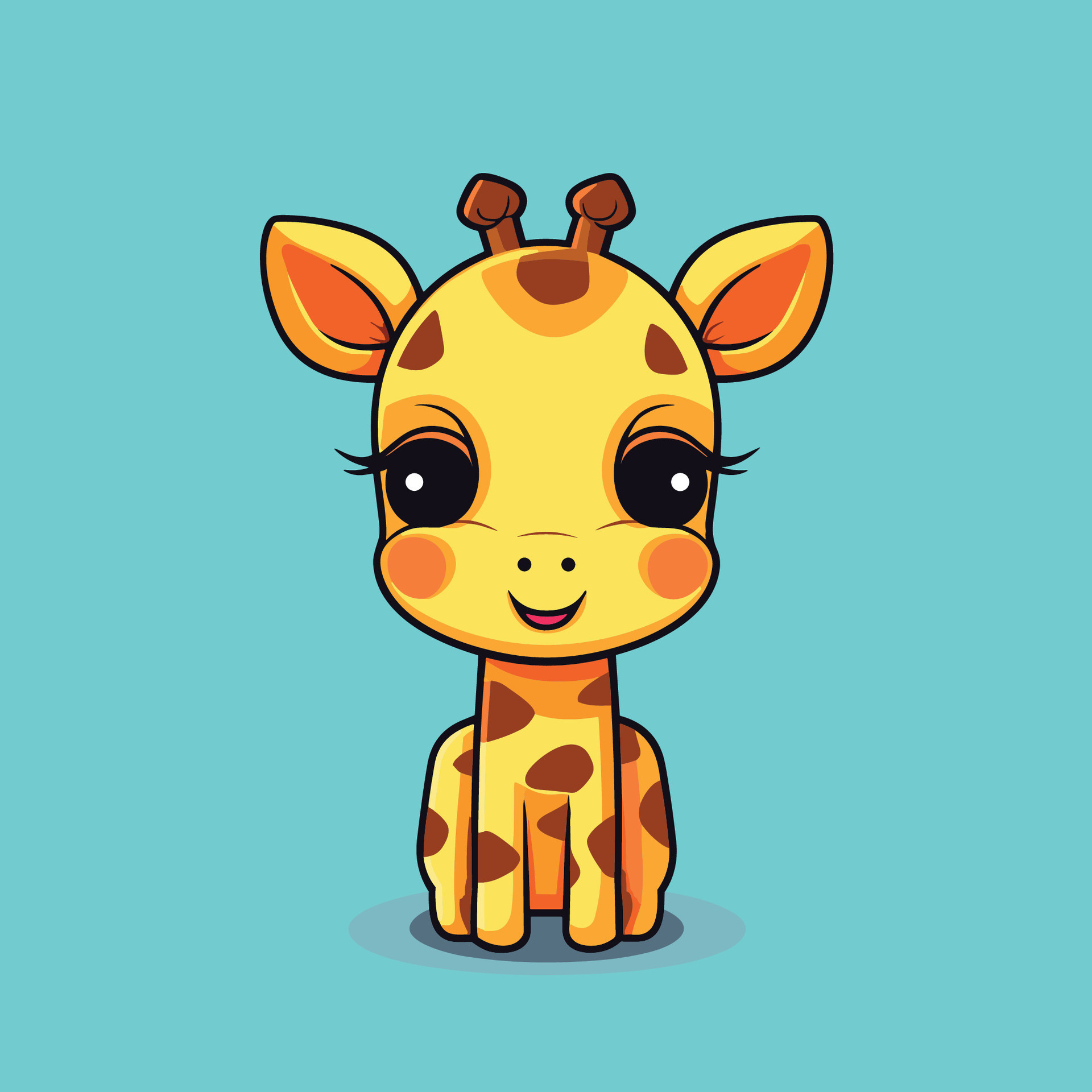 Cute baby giraffe cartoon sitting 26534093 Vector Art at Vecteezy