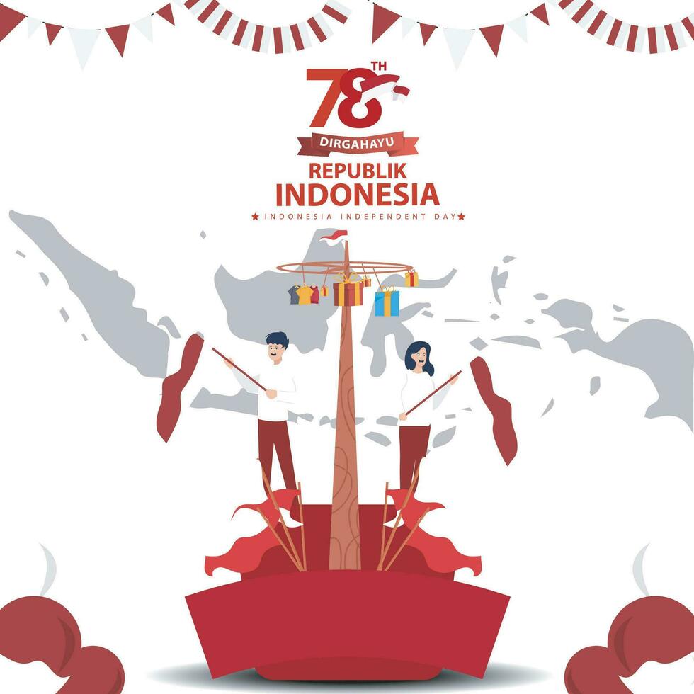 vector Indonesia independiente día 17 agosto celebracion