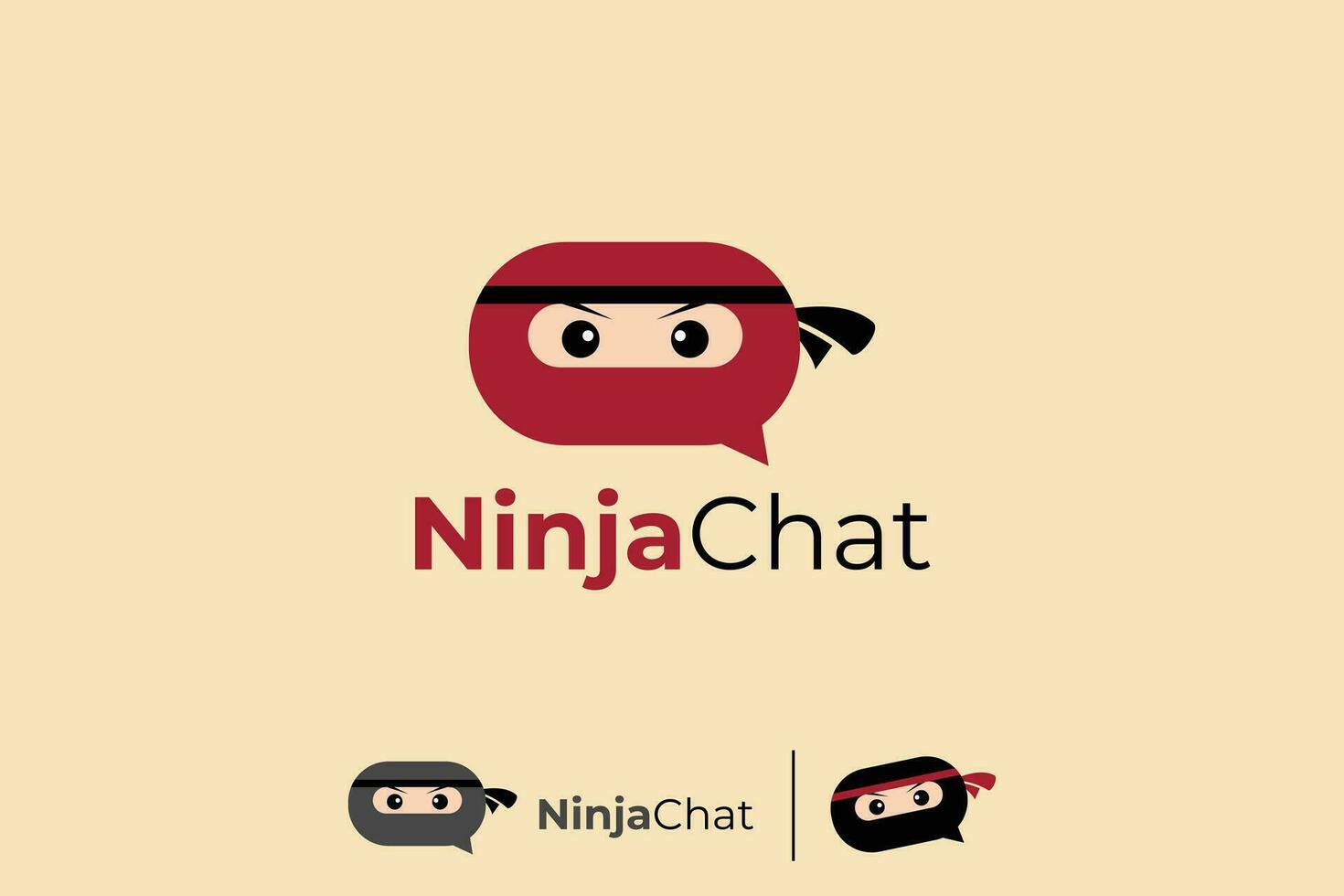 Ninja chat logo design template vector