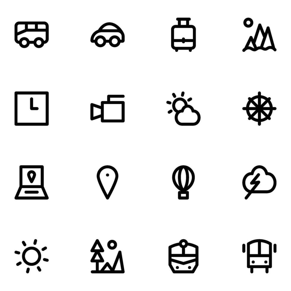 Pack of Transportation Bold Line Icons vector