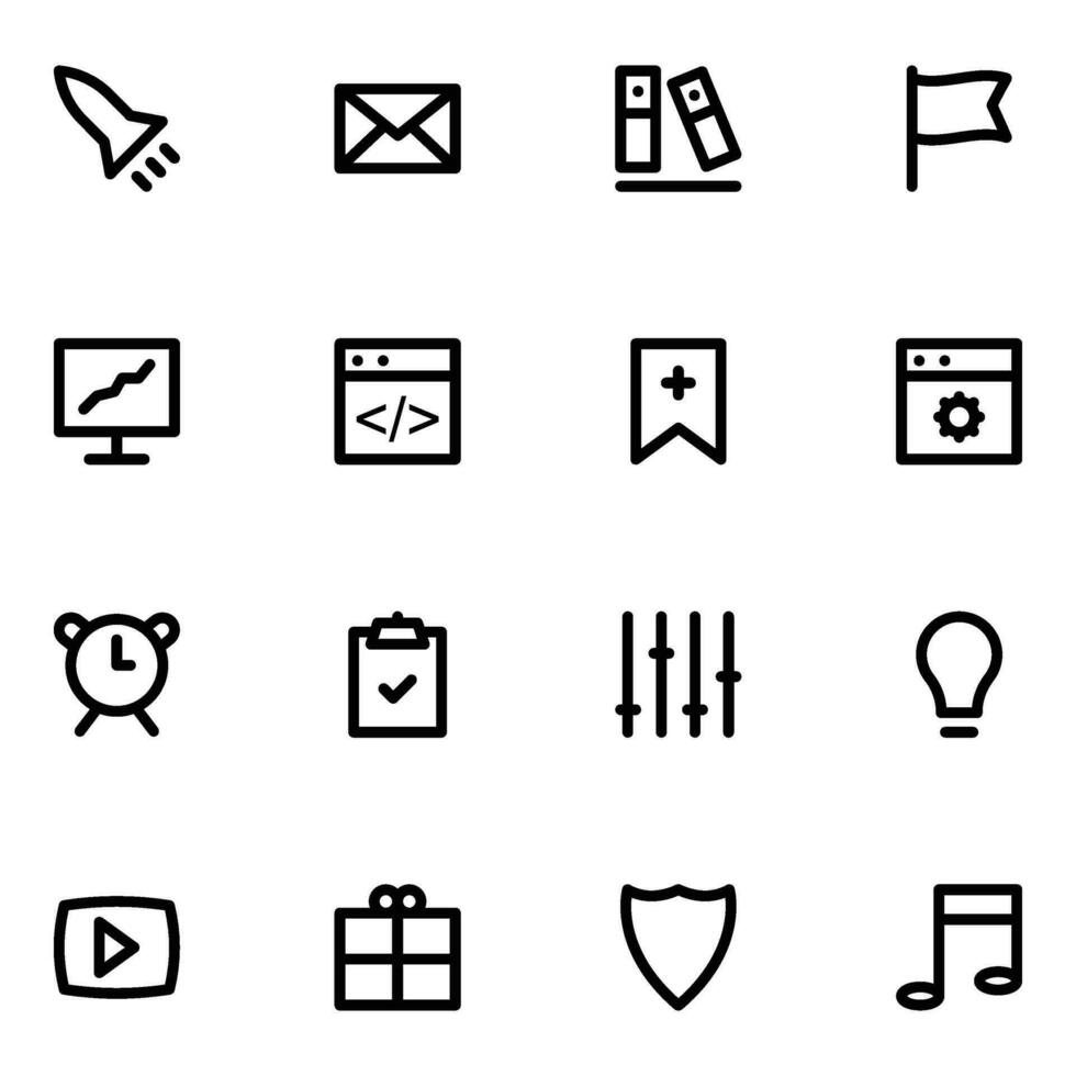 Trendy Search Engine Optimization Bold Line Icons vector