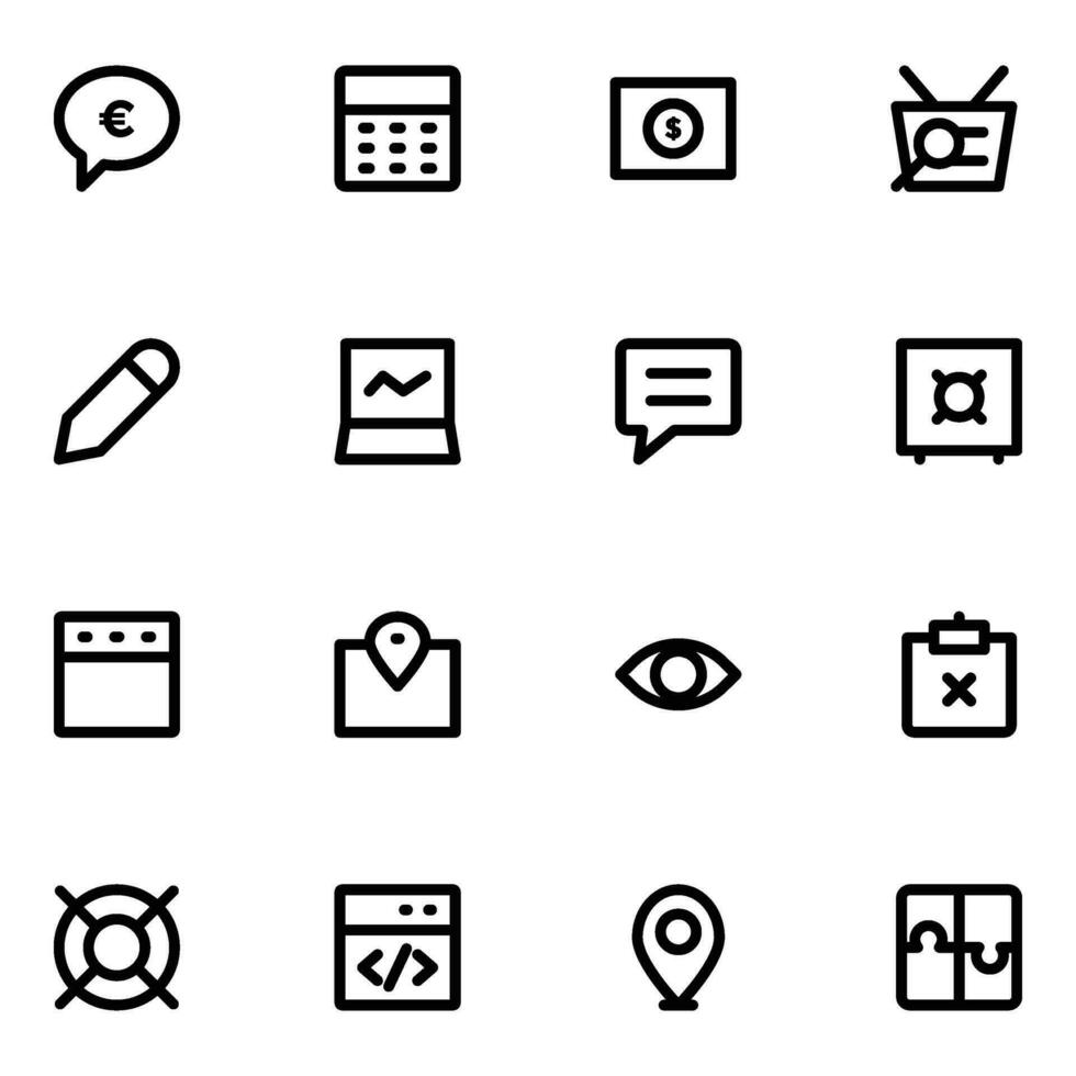 Pack of Business SEO Bold Line Icons vector