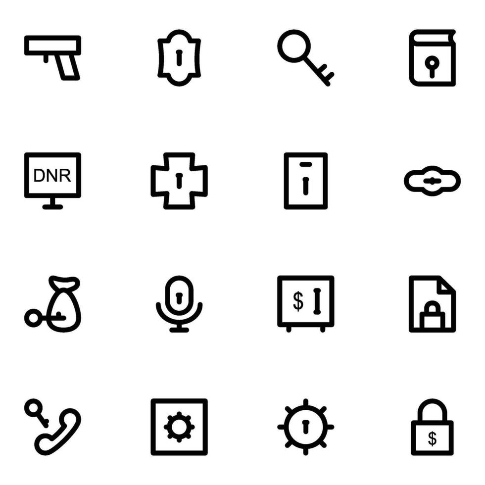 Pack of Security Bold Line Icons vector