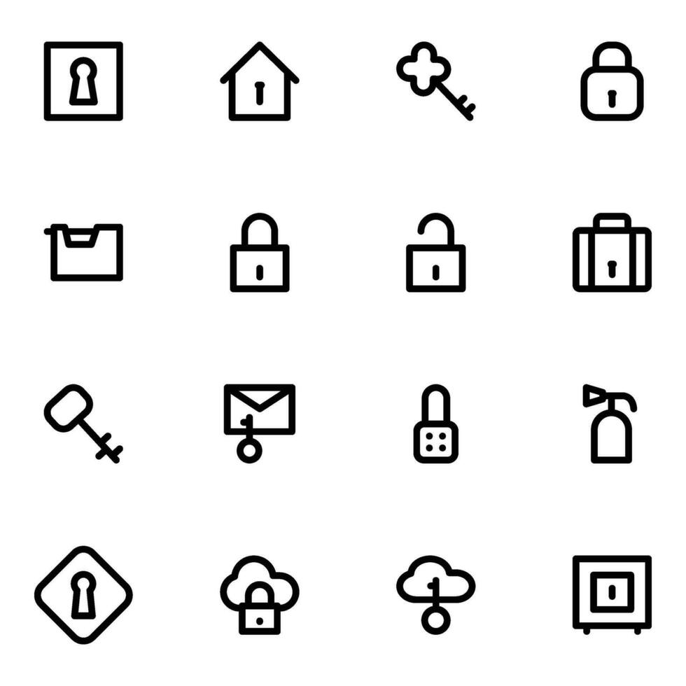 Set of Protection Bold Line Icons vector