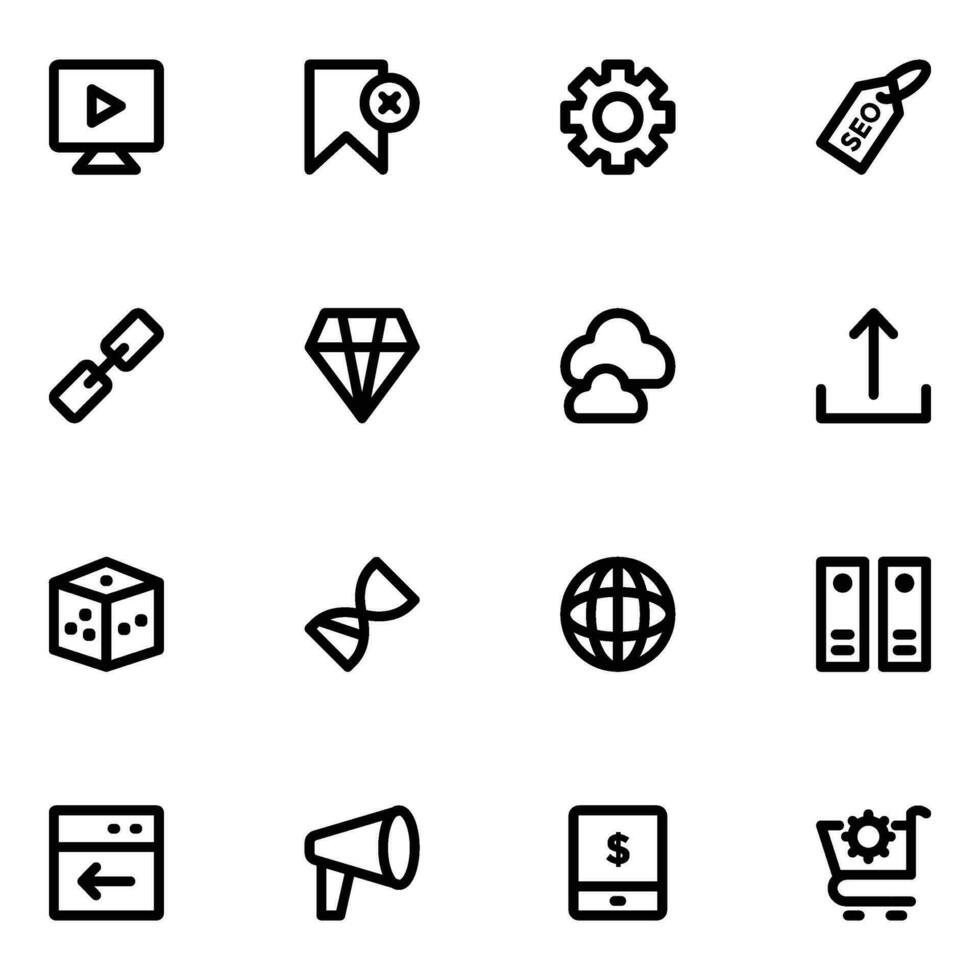 Set of SEO and Web Bold Line Icons vector