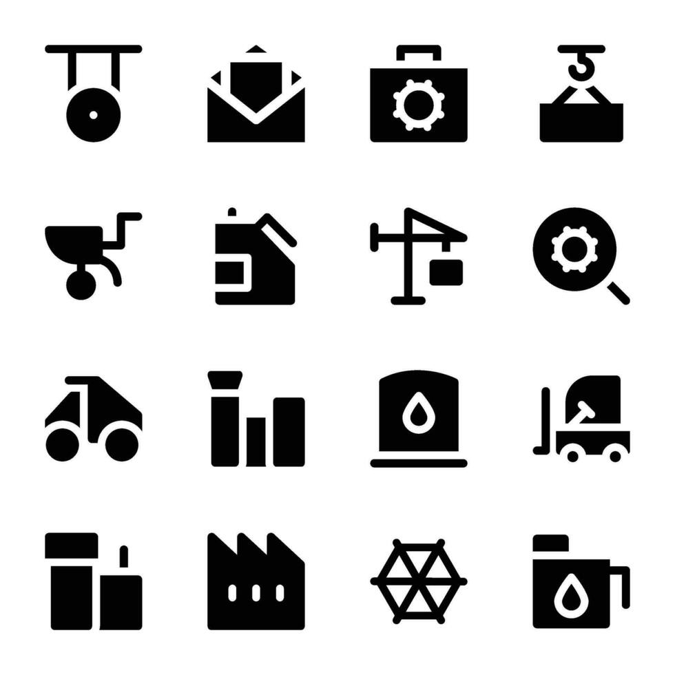 Pack of Factory Equipment Bold Glyph Icons vector