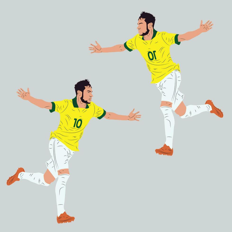 Portraying the Skill and Triumph of a Fast Soccer Player Celebrating in a Captivating Composition vector