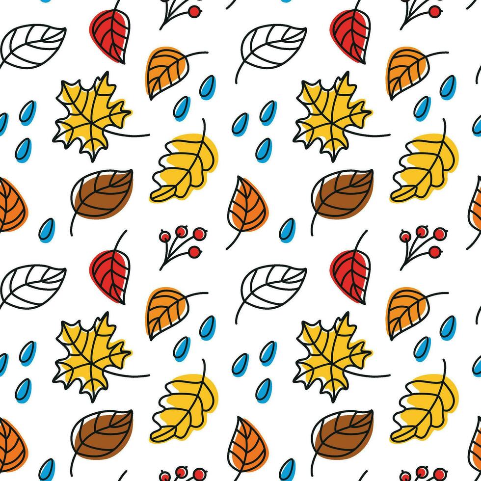 Autumn foliage. Raindrops. Autumn mood. Seamless pattern. Vector. vector