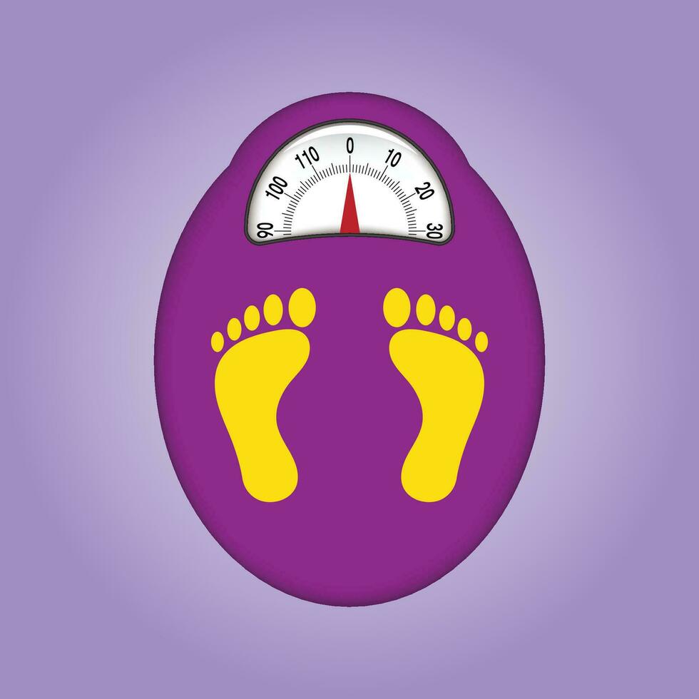 weight scales vector, purple color and numbers on purple background - vector illustrator.