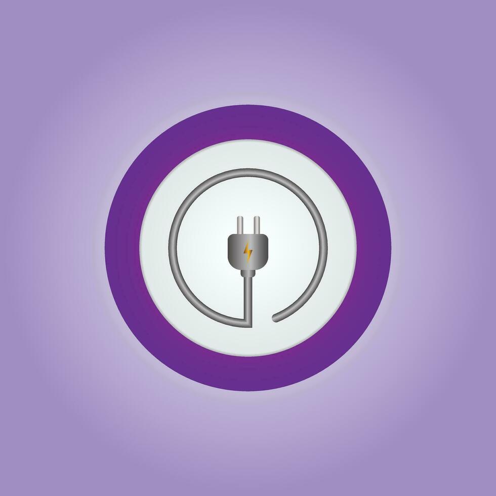 3d electric power charge charging energy on off push icon. Lightning symbol for website, mobile app, UI UX. vector
