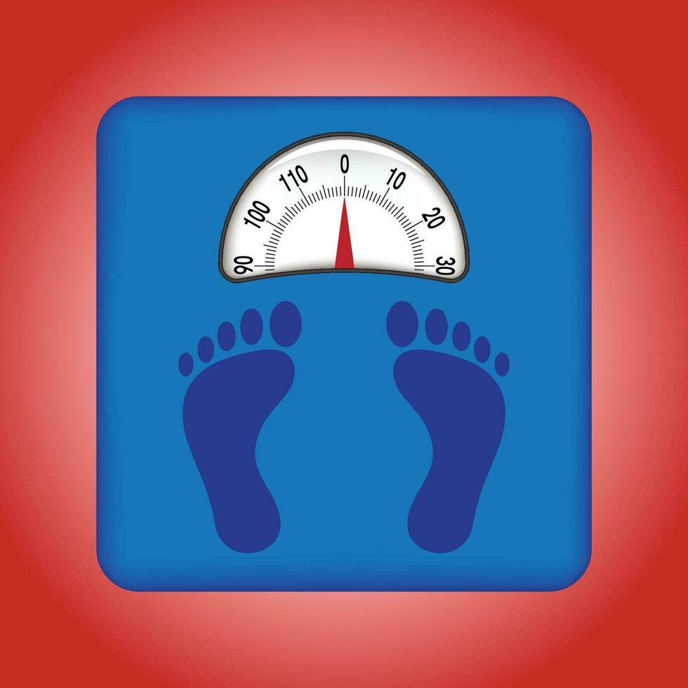 weight scales vector, blue color and numbers on red background - vector illustrator.