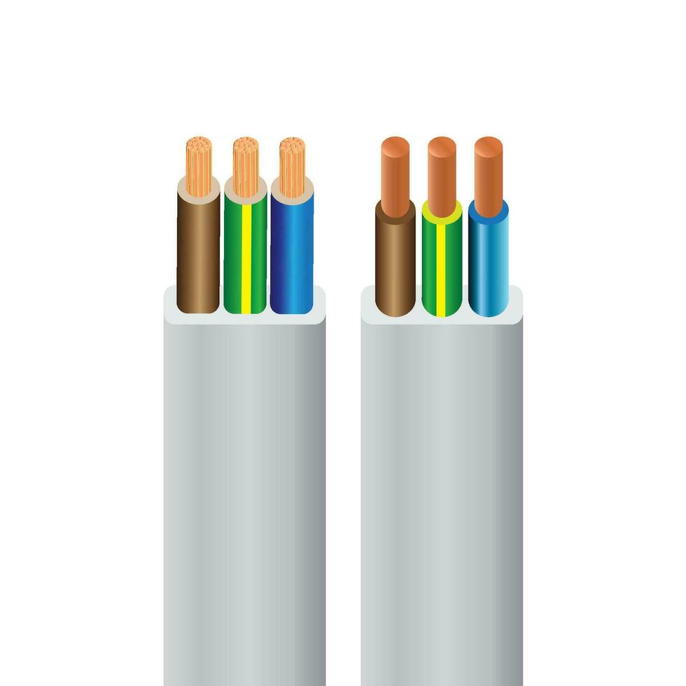 Closeup of electrical wire vector on a white background.