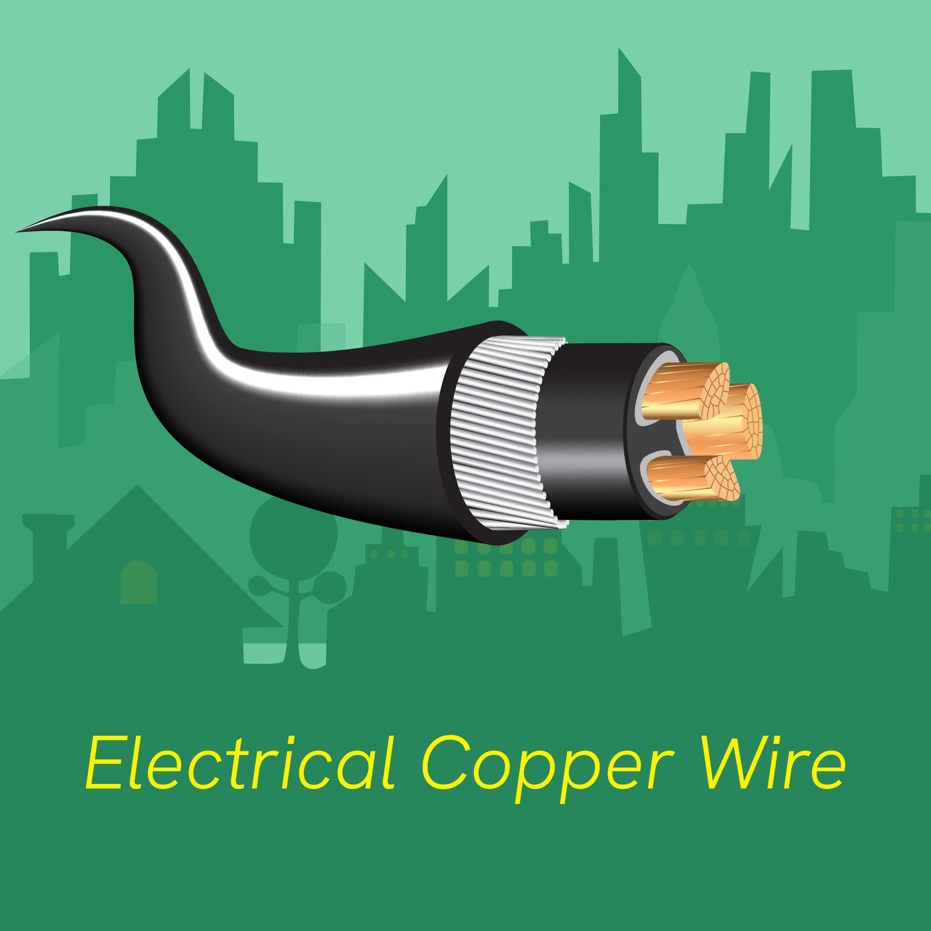 electrical copper wire on city background. 26534792 Vector Art at Vecteezy