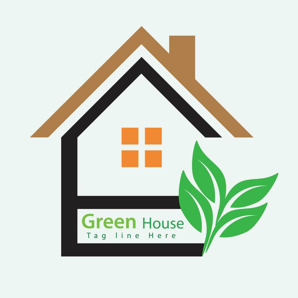 Vector green eco house logo concept