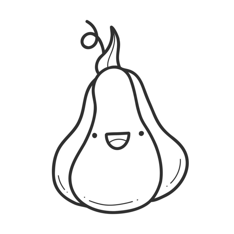 Halloween pumpkin doodle. Cute pumpkin character in a linear style. Vector isolated illustration on a white background
