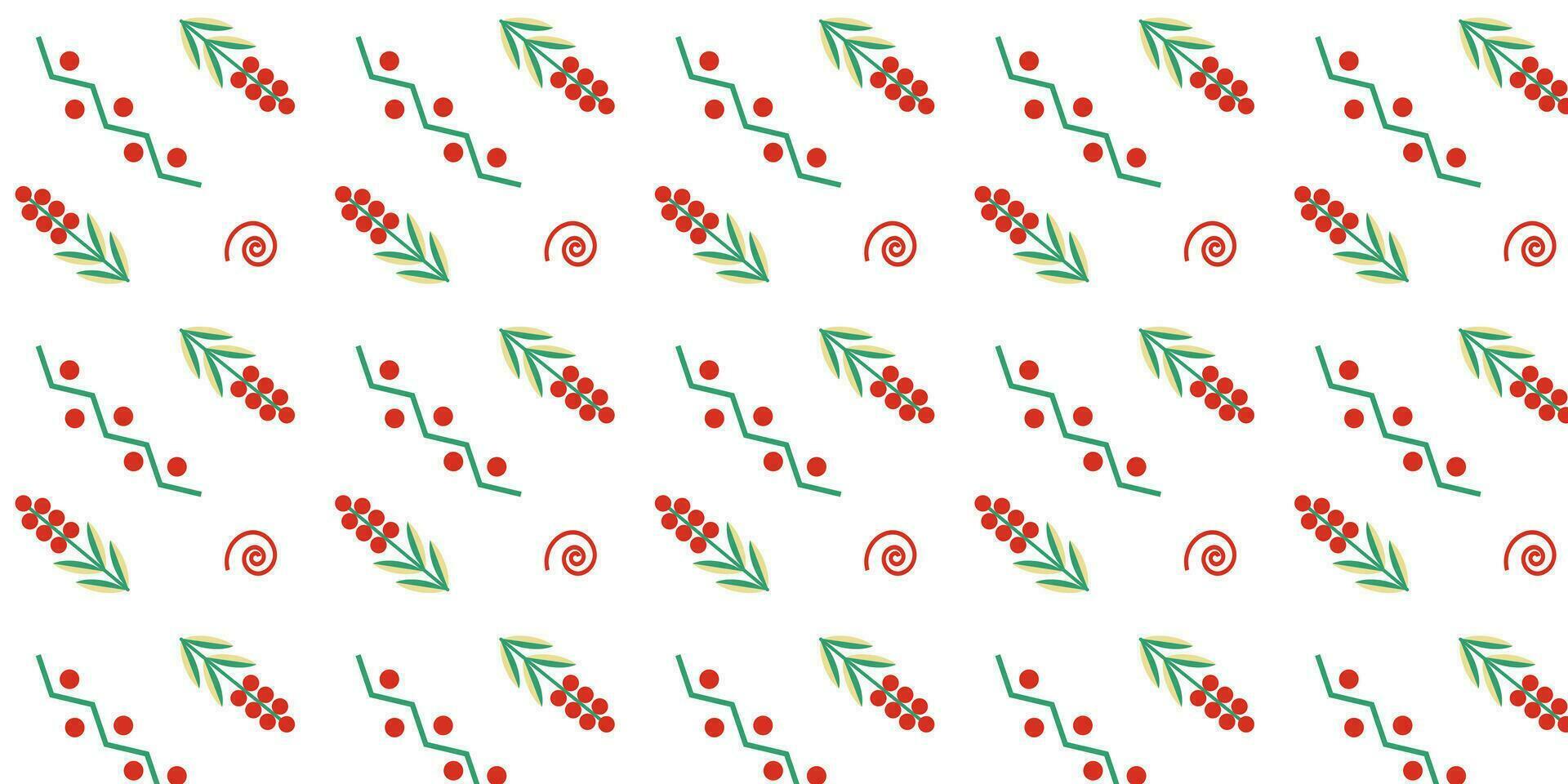 Vector seamless background in scandinavian style geometric patterns red berry currant on a white background Vector EPS10