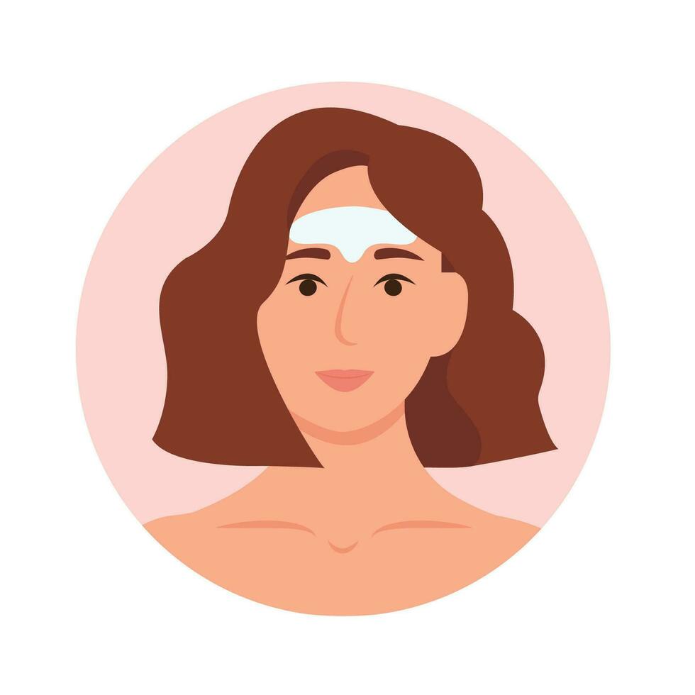 Cosmetic collagen Forehead Wrinkle Patches. Home daily facial skin care. Vector illustration