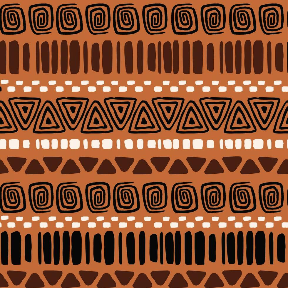 Ethnic tribal seamless pattern with native doodle hand drawn elements. . Vector illustration