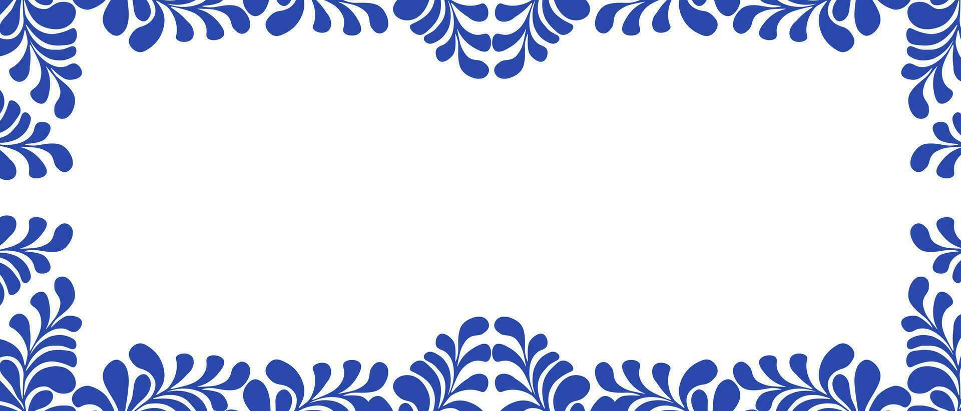 Abstract floral ornament frame. Organic leaves background, simple nature shapes. Minimal border vector