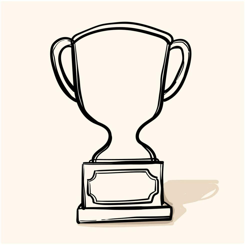 Trophy doodle icon vector