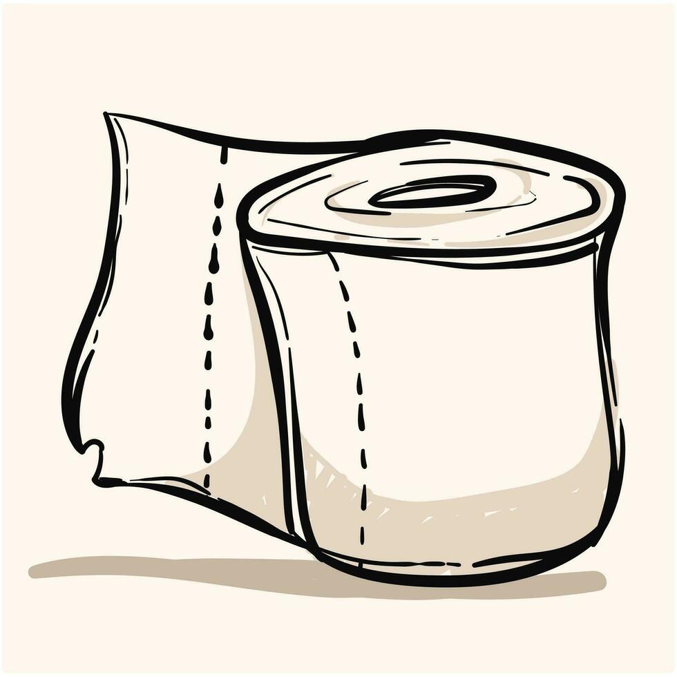 Roll of toilet paper contour drawing for coloring. vector
