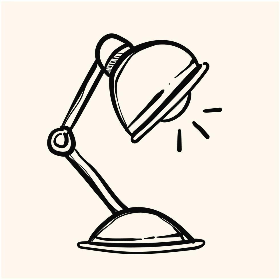 mesa lámpara ilustración con mano dibujado garabatear estilo vector