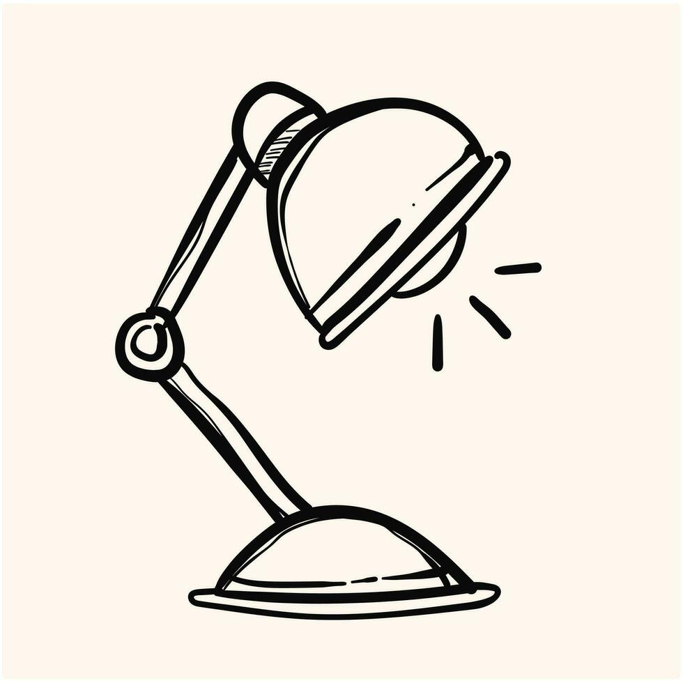 table lamp illustration with hand drawn doodle style vector