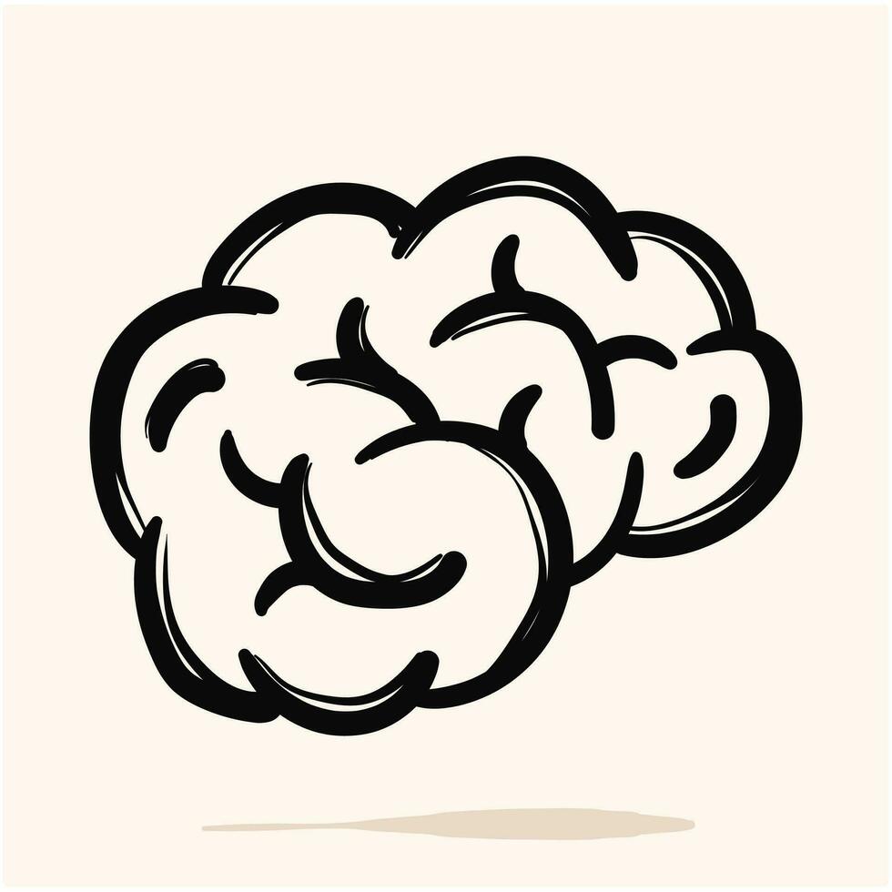 estilizado cerebro icono o logo, negro contorno y color. sencillo plano dibujos animados estilo humano cerebro vector ilustración.