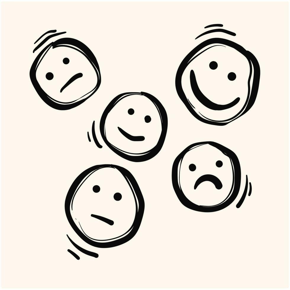 Vector set of hand-drawn cartoony expression sign doodle