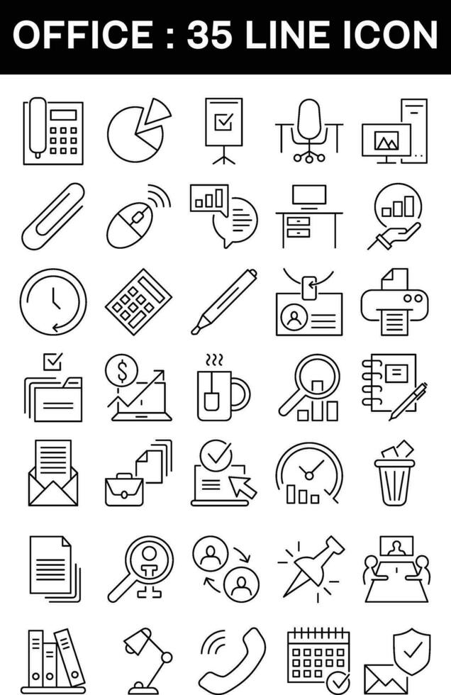 Line Office Icons vector