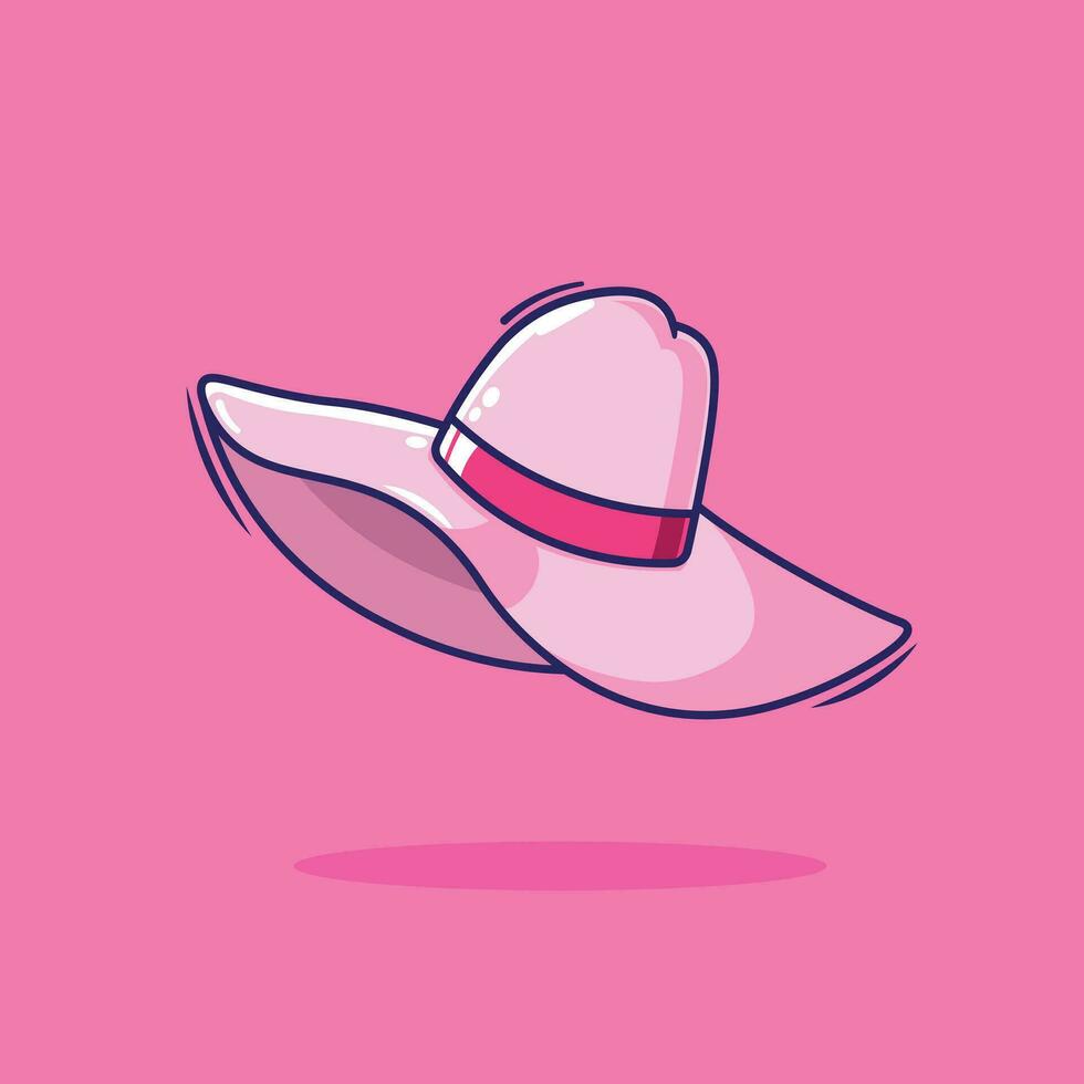 Pink beach cap cartoon vector illustration icon for summer