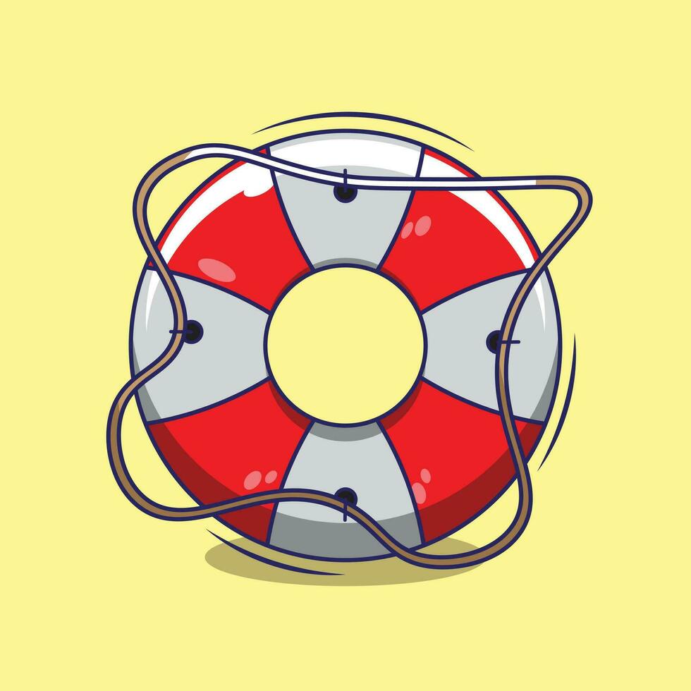 beach tires lifeguard vector cartoon illustration