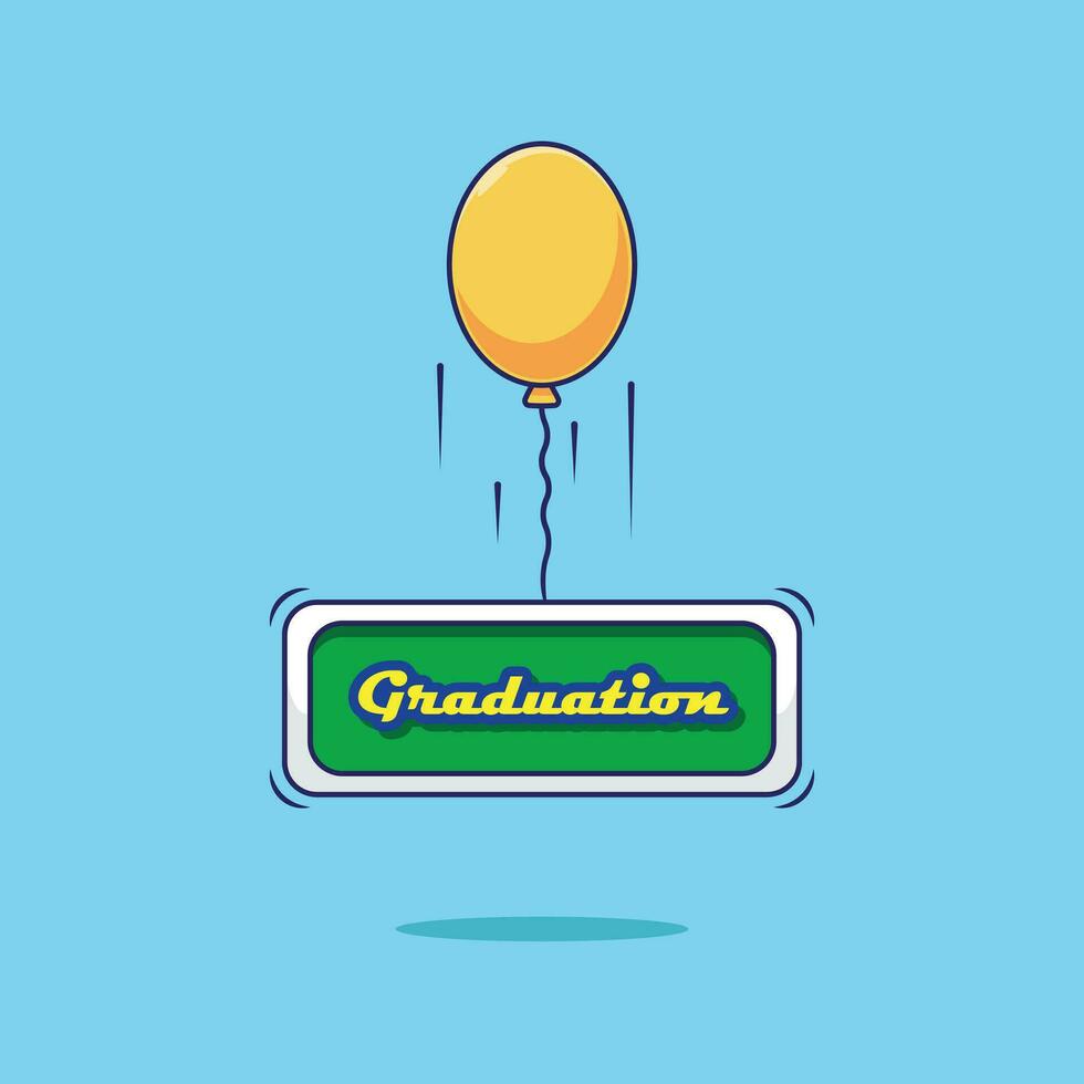 Flat vector cartoon balloon with graduation board