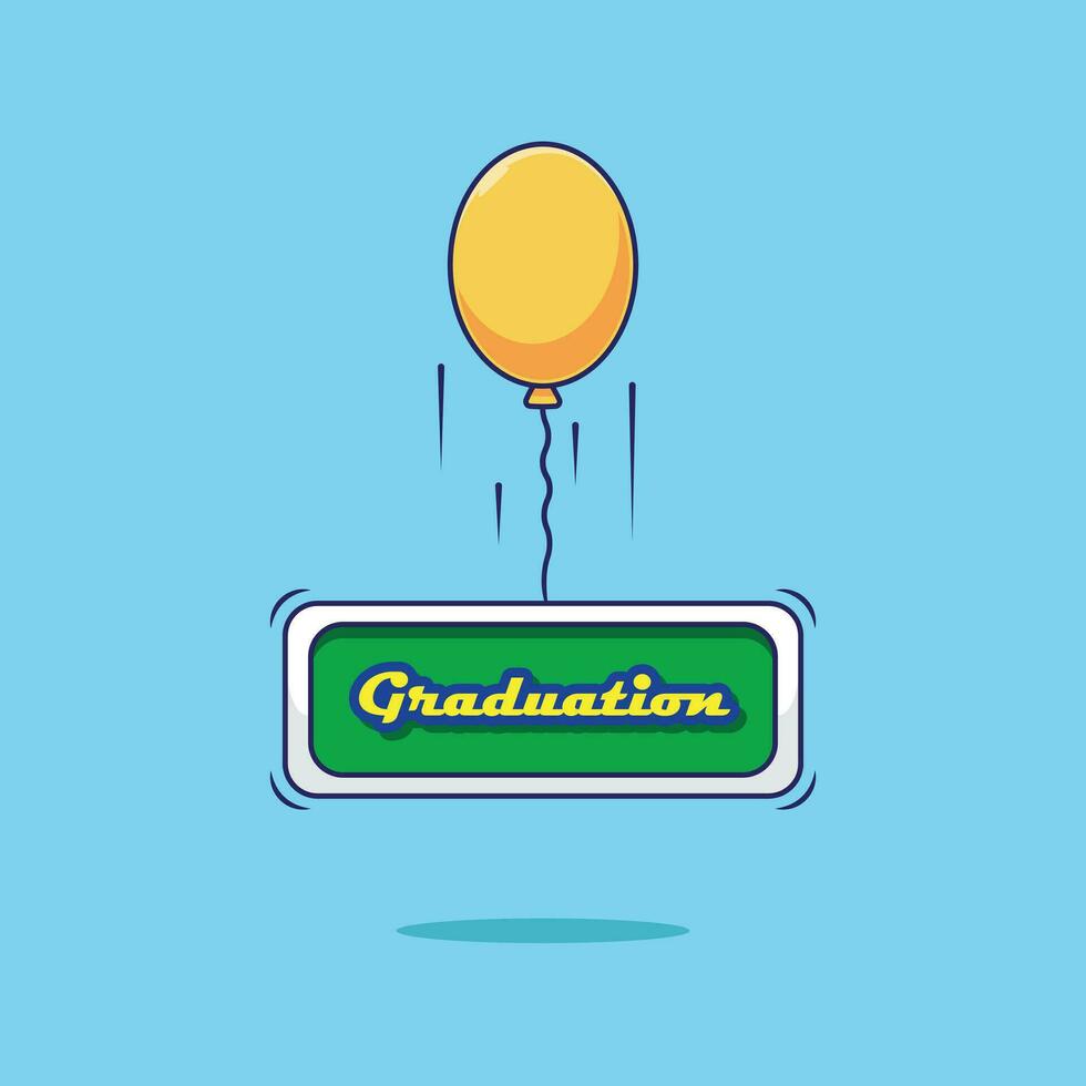 Flat vector cartoon balloon with graduation board